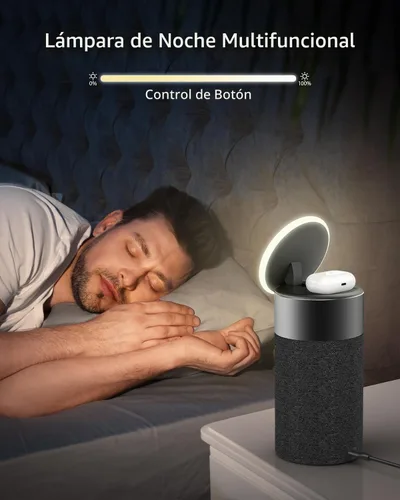 Vista 2 de Bluetooth Speaker, Night Light, 15W Magnetic Fast Charging for Apple, Black Negro