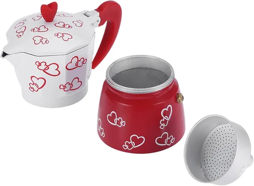 Vista 8 de Cyrank Moka - Estufa de aluminio, cafetera de café italiano, cafetera de moca, cafetera cubana para capuchino, café con leche (L)