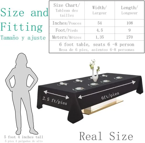 Vista 3 de Urby Paquete de 4 manteles rectangulares de plástico, con asientos para 6 a 8 personas, mantel desechable resistente y empaquetado individualmente