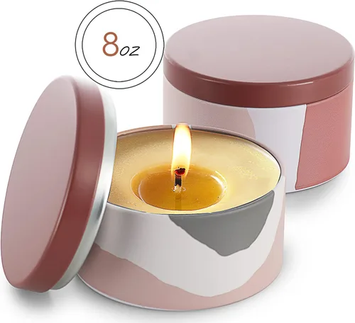 Vista 2 de Hearth & Harbor Tarros de vela de lata para hacer velas, contenedores de velas de bricolaje con tapas, tarros de velas de metal, almacenamiento