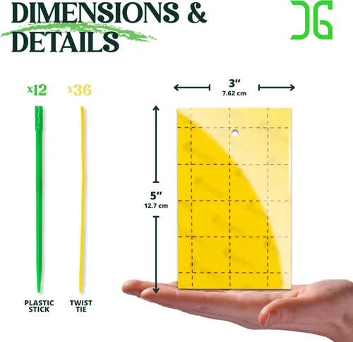 Vista 5 de Catchmaster GRO - Trampas adhesivas regulares de doble cara amarillas, paquete de 36 unidades, trampa adhesiva para insectos y moscas de la fruta