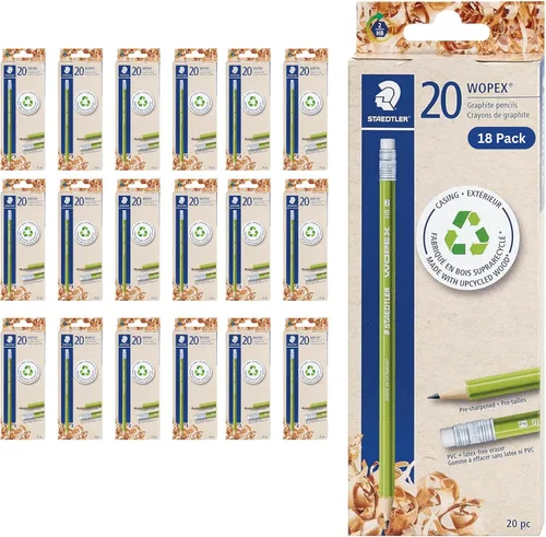 Vista 10 de STAEDTLER WOPEX - Lápices preafilados #2, paquete de 6, 20 unidades por caja (120 unidades) Forma triangular ergonómica, resistente a la rotura
