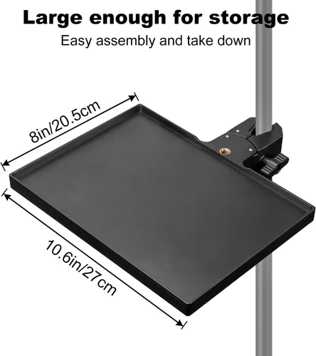 Vista 2 de Koolehaoda - Bandeja de soporte para micrófono con soporte para teléfono y abrazadera de cangrejo, 10.6 x 8 pulgadas Large Microphone Stand Tray