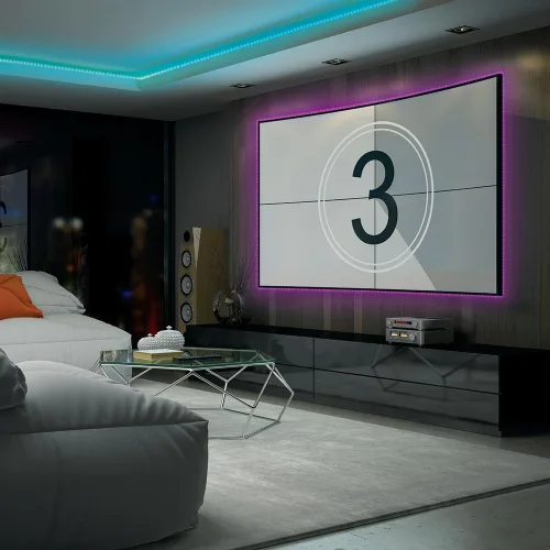 Vista 4 de Monster - Tira de luz LED multicolor reactiva de sonido de 16.4 pies con control remoto IR, uso en interiores, montaje fácil de Xtreme