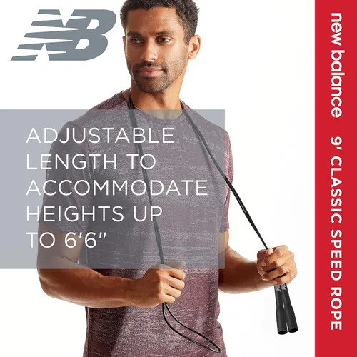 Vista 5 de New Balance Cuerda de velocidad clásica, cuerda de salto para fitness, entrenamiento de cuerpo completo, ligera, sin enredos, portátil y ajustable