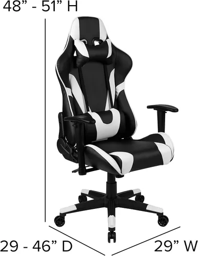 Vista 3 de Flash Furniture X20 - Silla giratoria de policarbonato ergonómica y ajustable con respaldo completamente reclinable en LeatherSoft negro