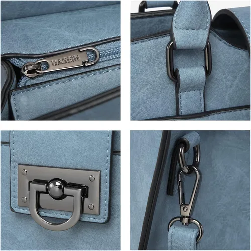 Vista 5 de Dasein Bolsos de mano para mujer, monederos con monograma, bolso grande para mujer, bolso de hombro, bolsa de trabajo con asa superior, juego de 2