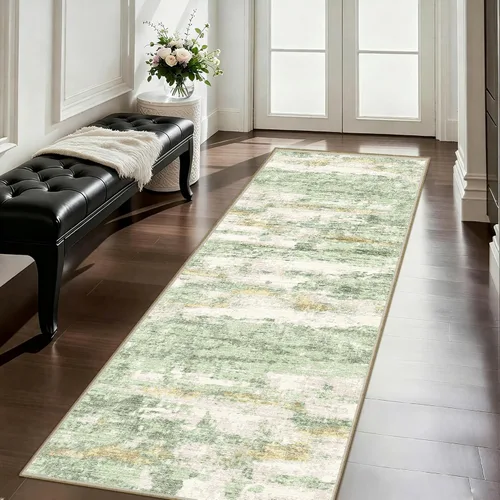 Vista 56 de Alfombra de pasillo lavables de 2 x 5, moderna alfombra abstracta para corredor, alfombra de pasillo de cocina ultrafina con respaldo