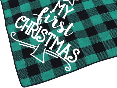 Vista 3 de First Christmas Dog Bandana,Buffalo Plaid Dog Scarf for Small Medium Large Dogs