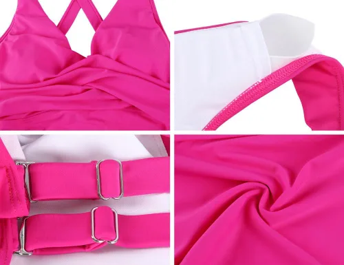 Vista 7 de Hilor Tankini con aros para mujer, con control de abdomen, sexy, cuello en V, cruzado, solo