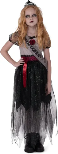 Vista 3 de Spooktacular Creations Disfraz de reina de graduación oscuro para niña disfraz de zombi para niña mala disfraz de reina de baile gótico para niños