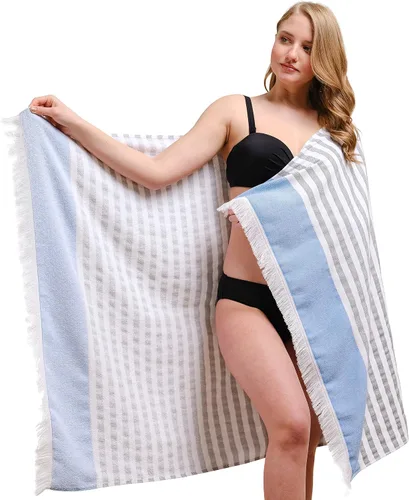 Vista 25 de American Soft Linen Toallas de playa peshtemal turcas 100% algodón, tamaño 35 x 60 pulgadas, paquete de 4 toallas de natación para toallas de playa