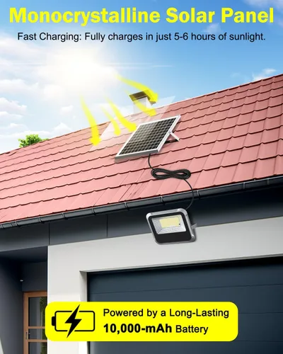 Vista 2 de Engrepo Luz Solar al Aire Libre, Luces Solares Alimentadas por Energía Solar de 10000mAh Luz de Seguridad de Inundación al Exterior 3000LM IP65