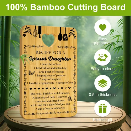 Vista 4 de Regalo para hija, tabla de cortar decorativa de bambú, regalos de cocina para tablas de quesos de Navidad, regalo único de cumpleaños, tabla