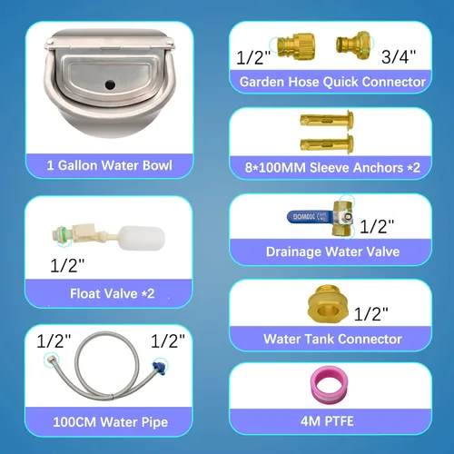 Vista 7 de Dispensador automático de agua para perros con orificio de drenaje y válvula de drenaje, cuenco de agua automático para perros de acero inoxidable