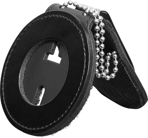 Vista 5 de Perfect Fit Shield Wallets Soporte para cinturón de Texas Ranger con cadena para el cuello Clip para cinturón de cuero negro (Cutout 390).