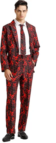 Vista 2 de ACH Traje de Halloween para hombres, disfraz de fiesta para adultos en diferentes estampados, 3 piezas, chaqueta para hombre, disfraz de cosplay