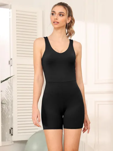 Vista 3 de AUTOMET Enterizo para mujer, overol de una pieza para verano, sin mangas, pantalones cortos