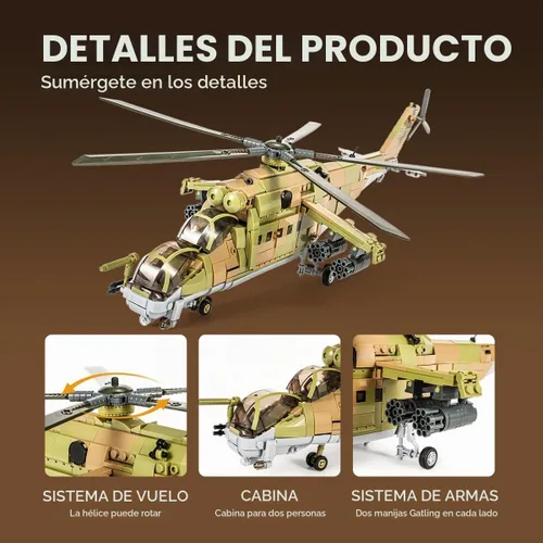 Vista 4 de DAHONPA MI-24S Helicóptero de Utilidad Media Militar del Ejército Conjunto de Ladrillos de Construcción de Avión, 850+ Piezas Bloques