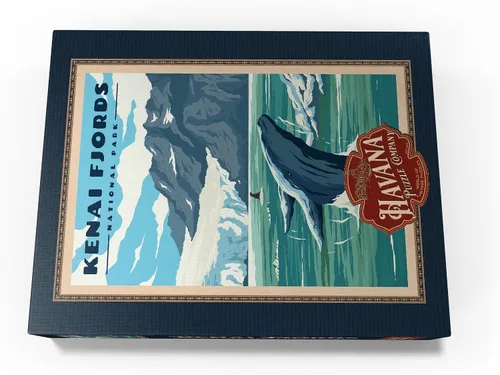 Vista 15 de MyPuzzle Parque Nacional de los Fiordos Kenai - Refugio de ballenas en la naturaleza, póster de viaje vintage, rompecabezas premium de 100 piezas