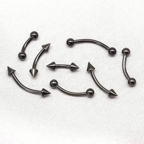 Vista 5 de BLISI G23 Joyería de perforación de ceja de titanio sólido, anillos de ceja en oro negro, oro rosa, plata, rosa y arcoíris de 16G, barra curvada