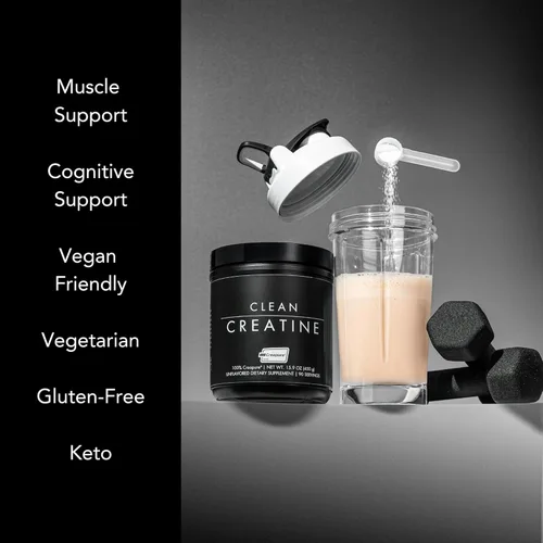 Vista 7 de CLEAN Creatina - Creapure 100% creatina monohidrato en polvo para la salud muscular, el rendimiento y el apoyo cognitivo Certificado por terceros
