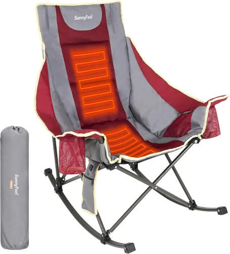 Vista 8 de SUNNYFEEL Silla Mecedora de Camping Paquete de 2, Silla Plegable de Jardín Extragrande para Exteriores con Bolsillo, Resistente