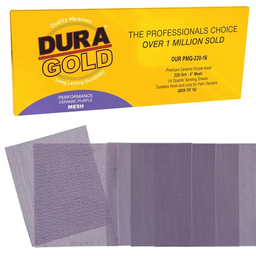 Vista 12 de Dura-Gold Papel de lija de malla de cerámica púrpura de grano 80 de alta calidad, tamaño de 1/4 hoja, caja de 16-4.5 x 5.5 pulgadas, parte trasera