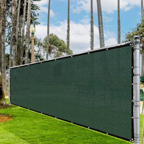 Vista 8 de Parabrisas para valla de privacidad de 6 x 1 pies con bloqueo solar de grado comercial resistente, 160 GSM con latón verde