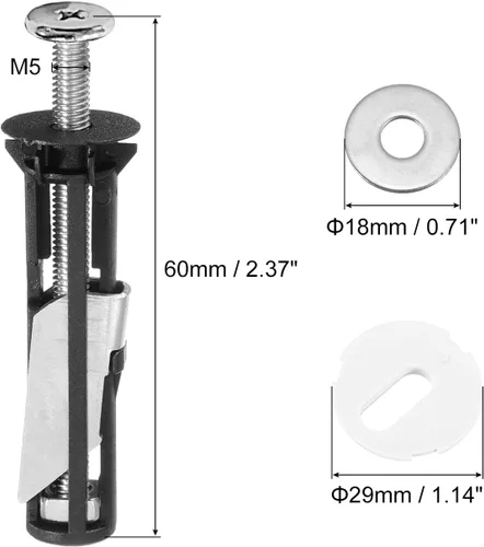 Vista 2 de uxcell Kit de 2 pernos para asiento de inodoro, pernos de tanque de inodoro con tuercas, juntas de arandelas, tornillo de reparación de inodoro