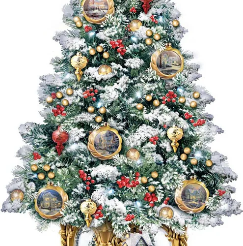 Vista 3 de The Bradford Exchange Thomas Kinkade Snow-Kissed Holiday Memories - Árbol de mesa