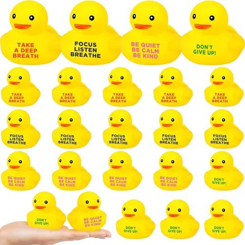 Vista 7 de Juego de 60 patos de goma inspiradores a granel, regalos de agradecimiento motivacionales y recuerdos de fiesta, recompensas de regreso a clases