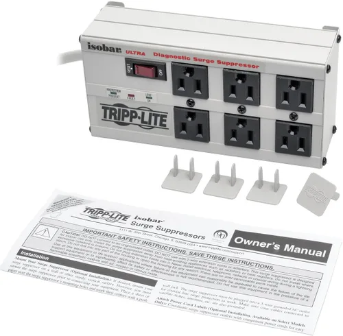 Vista 4 de Tripp lite Isobar Barra protectora con salida de 8 contactos contra sobretensiones, con cable de 25 pies, enchufe de ángulo recto para diagnóstico