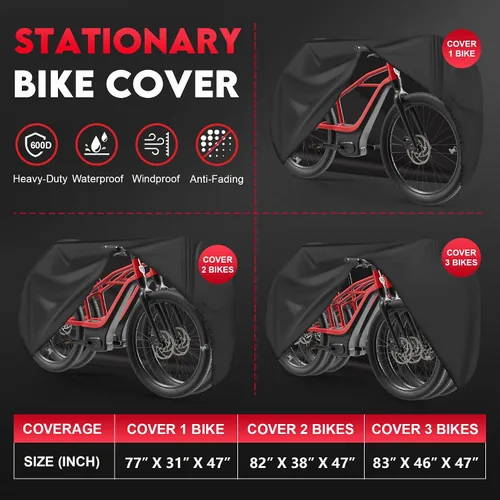 Vista 4 de Funda de bicicleta para 1 bicicleta, 600D, para almacenamiento al aire libre, impermeable y resistente, funda de bicicleta para bicicleta eléctrica