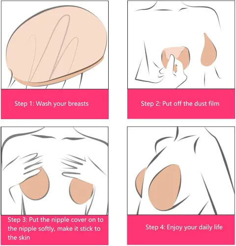 Vista 5 de ONESING 2-4 Pairs Nipple Covers for Women Sticky Bra Reusable Adhesive Invisible Bra Nipple Pasties