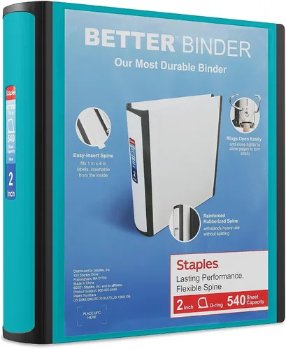 Vista 73 de Carpeta con anillos en forma de "D" de 1 pulgada para mejor visualización Staples, Negro