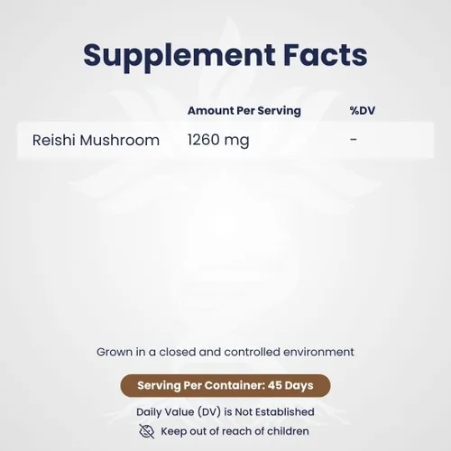 Vista 2 de Reishi Mushroom 90 cápsulas, potente suplemento de hongos para apoyo y defensa del sistema inmunológico por Double Wood, salud cardíaca, sueño