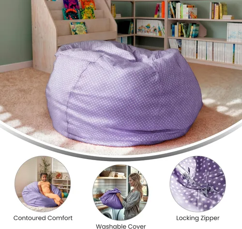 Vista 5 de Flash Furniture - Sillón puf color liso Lavender Dot