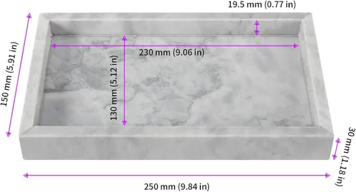 Vista 2 de JEUIHAU Bandeja de mármol de 9.8 x 5.9 x 1.2 pulgadas, bandeja de piedra de mármol natural antideslizante, bandeja rectangular decorativa