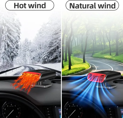 Vista 6 de Calentador de Coche, Calentador de Coche Portátil de 12V 150W de Calentamiento Rápido y Descongelador, Calentador y Ventilador Frío 2 en 1 que se