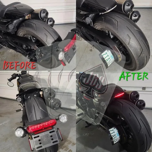 Vista 4 de JBSporty Kit de soporte de placa de matrícula con luz trasera LED y media luna para Harley Sportster S 1250