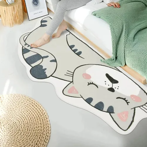 Vista 4 de Alfombra de juego para niños, 5.2 pies, esponjosa, alfombra de área para dormitorio de gatos, lavable para habitación de niños y niñas
