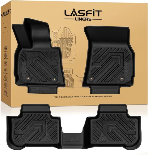Vista 30 de LASFIT - Tapetes de suelo y maletero de auto, ajuste personalizado, de TPE, para todo tipo de clima, impermeable, juego completo, negros