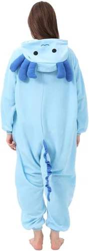 Vista 5 de drafform Unisex Adult Axolotl Onesie Pajamas Halloween Cosplay Costume Animal One-Piece Jumpsuit Party Sleepwear Homewear