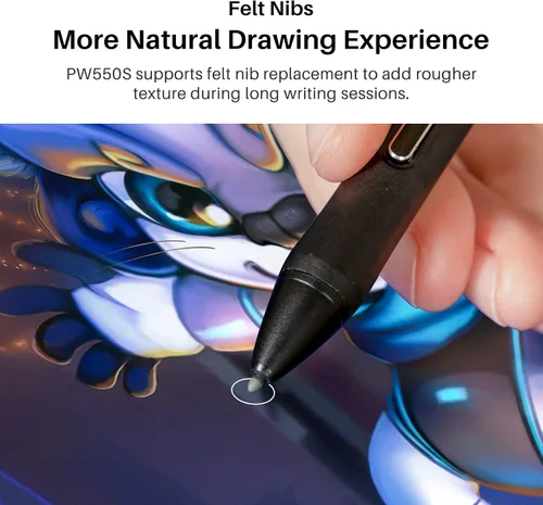 Vista 4 de HUION Bolígrafo delgado PW550S de 0.374 in de diámetro para Huion Inspiroy 2/Giano/Keydial/Dial 2, K12/K13/K16(2021)/K22/K24 Series, Kamvas Pro 13