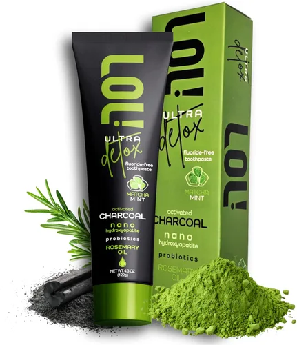 Vista 8 de LOL! Deep Fresh Mint Swirl Pasta de dientes, sin flúor, tratamiento para el mal aliento para adultos Nano hidroxiapatita, probióticos, clorofilina