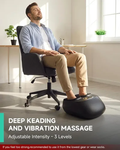 Vista 2 de Snailax Shiatsu - Masajeador de pies con calor, elegible para FSA, amasado, compresión, vibración, máquina de masaje de pies para fascitis plantar