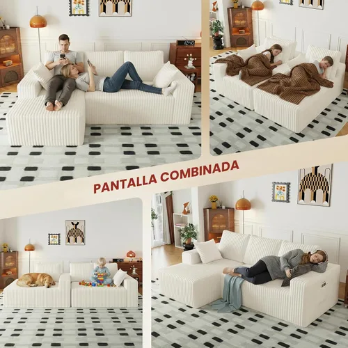 Vista 6 de Sofá modular de nube seccional de 108 pulgadas para sala de estar, asiento profundo en forma de L, sofá sin hueso con diván de gran tamaño, cómodo