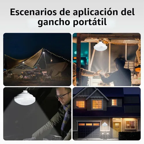 Vista 5 de 2 luces de tienda de campaña recargables 2400mAh LED luz de camping, IPX5 impermeable para camping, al aire libre, corte de energía