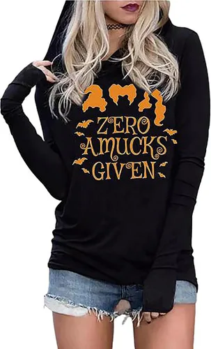 Vista 12 de Susongeth Halloween Sanderson Sisters - Sudadera con capucha para mujer, diseño de Hocus Pocus, de manga larga, ligera, sin botones Negro